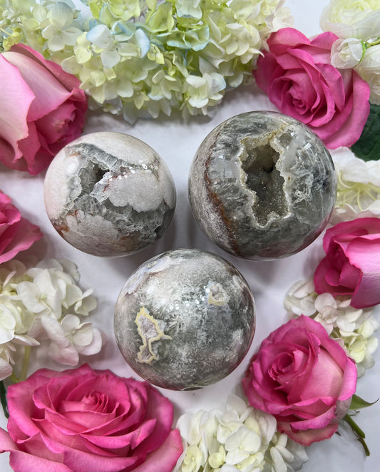 Green Flower Agate Sphere