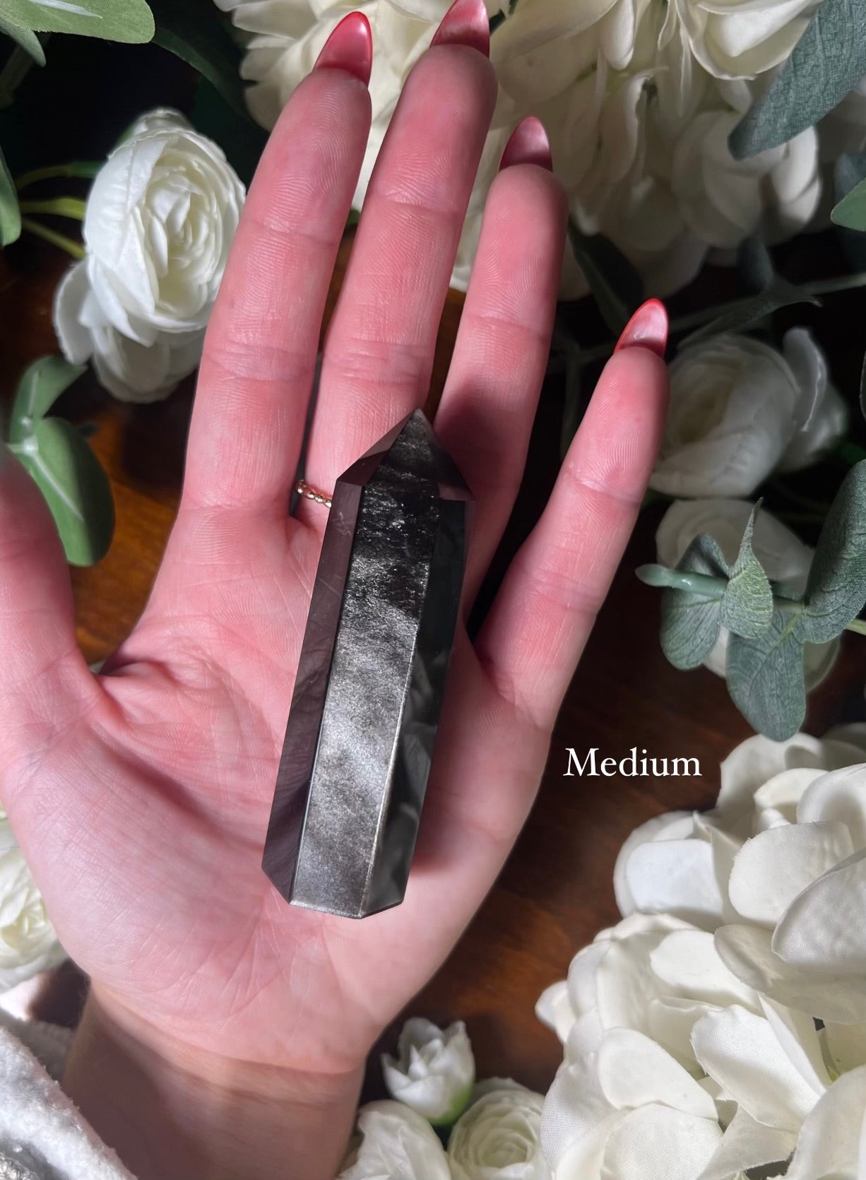 Silver Sheen Obsidian Point