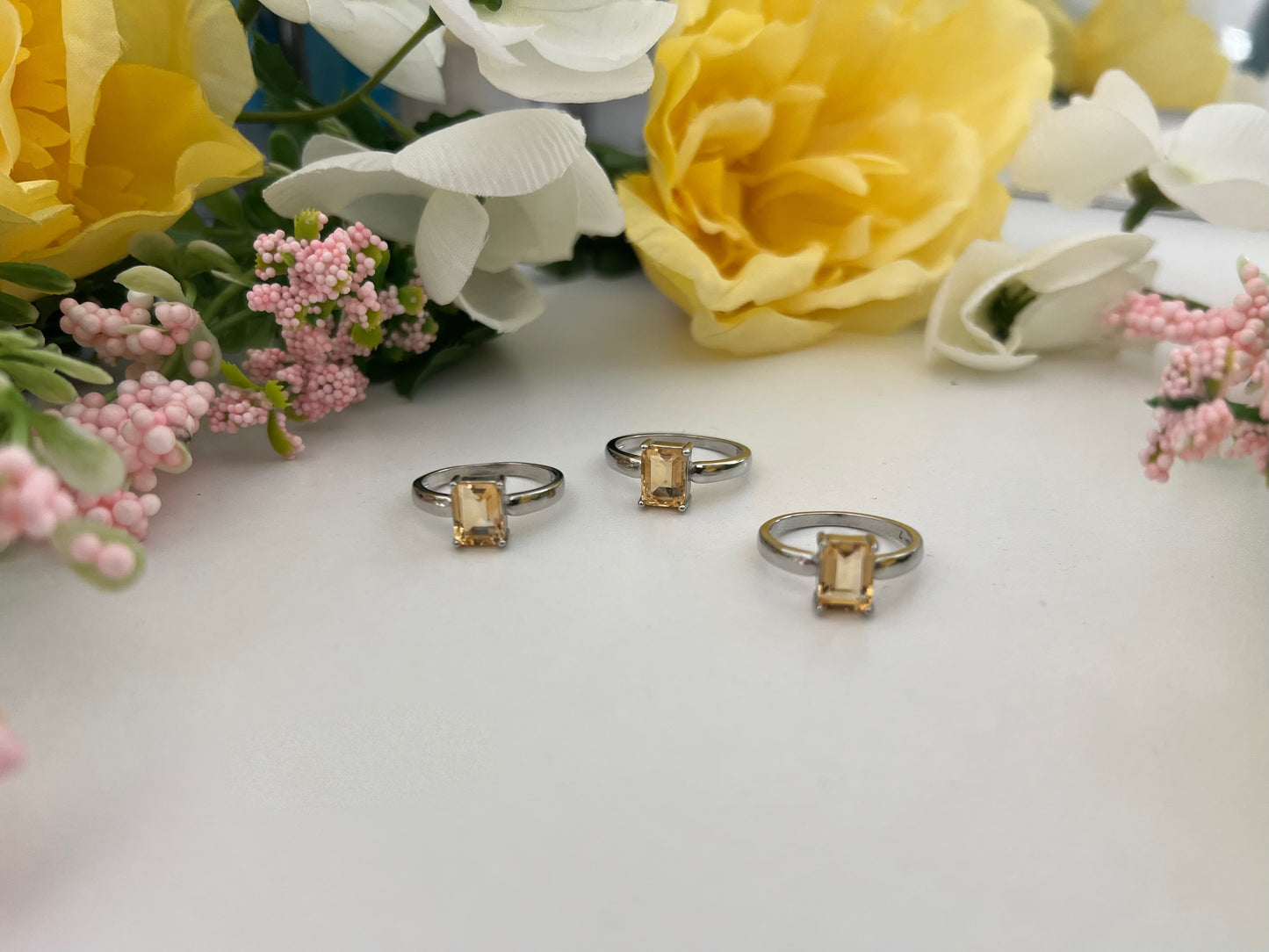 Citrine White Bronze Ring