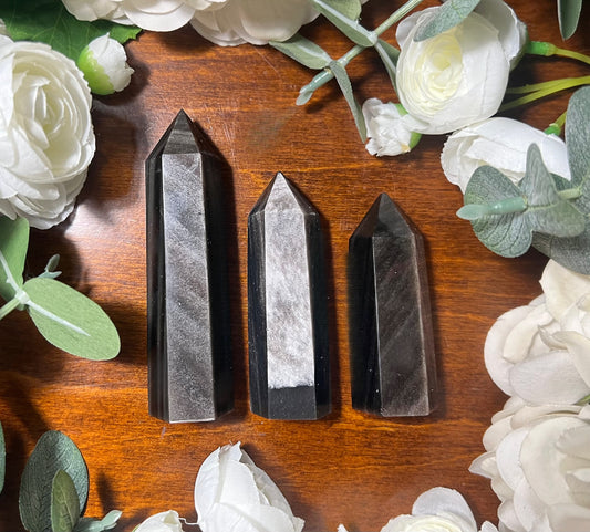 Silver Sheen Obsidian Point
