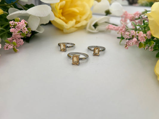 Citrine White Bronze Ring