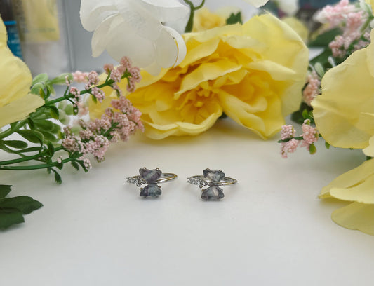 Fluorite Butterfly White Bronze Ring