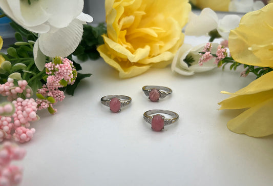 Rhodochrosite White Bronze Ring
