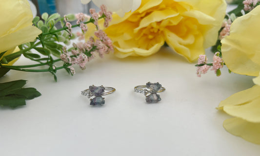 Fluorite Butterfly White Bronze Ring