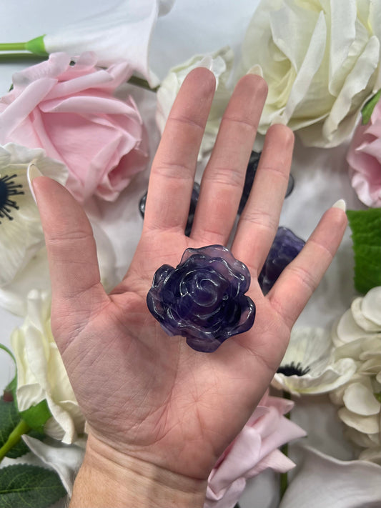 Fluorite Rose Carving