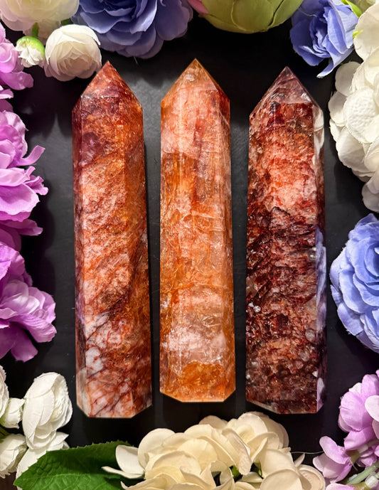 Hematoid Fire Quartz Obelisk Tower- Large