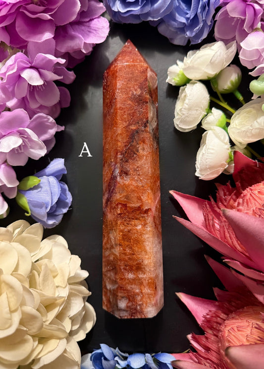 Hematoid Fire Quartz Obelisk Tower- Large