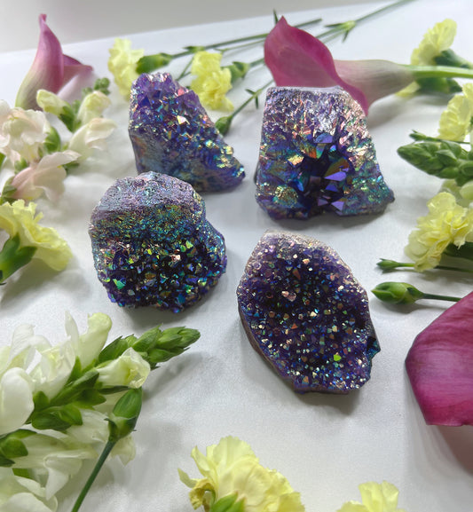 Angel Aura Amethyst Cut Base Raw Cluster