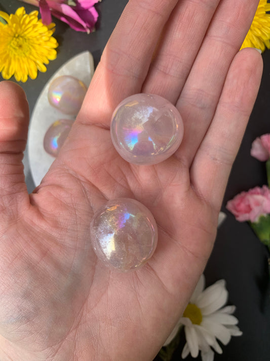 Angel Aura Rose Quartz Tumbled Stone