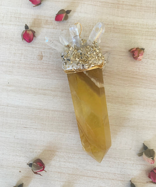 Yellow Fluorite Crystal Crown