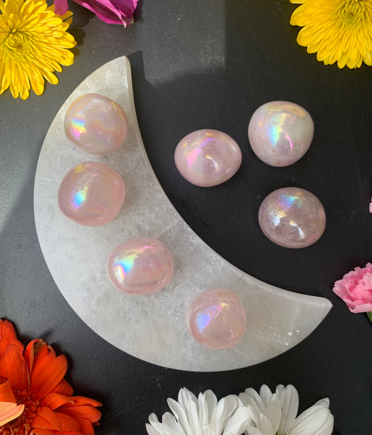 Angel Aura Rose Quartz Tumbled Stone