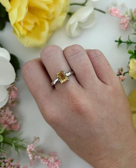 Citrine White Bronze Ring