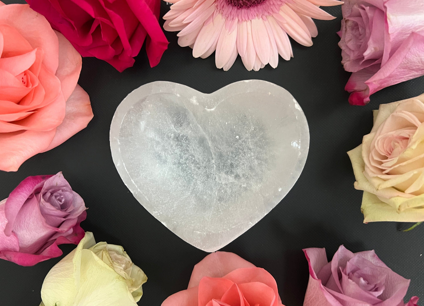 Selenite Heart Bowl Large