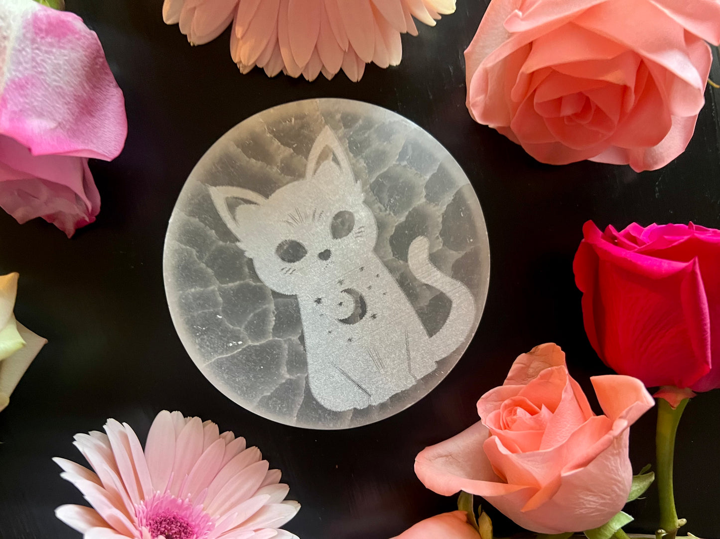 Selenite Cat Charging Plate