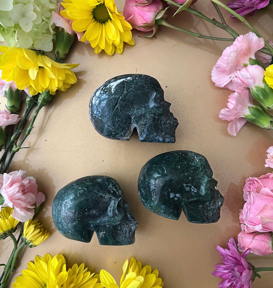 Moss Agate Skull