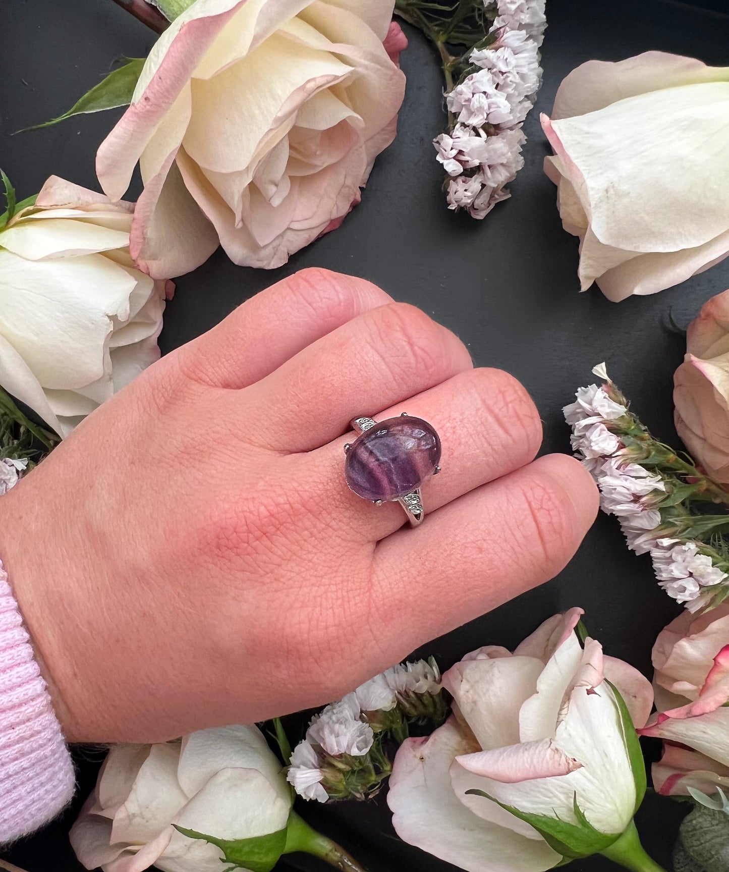 Rainbow Fluorite Ring