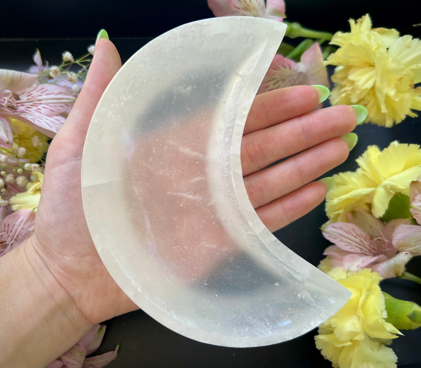 Selenite Moon Bowl Large