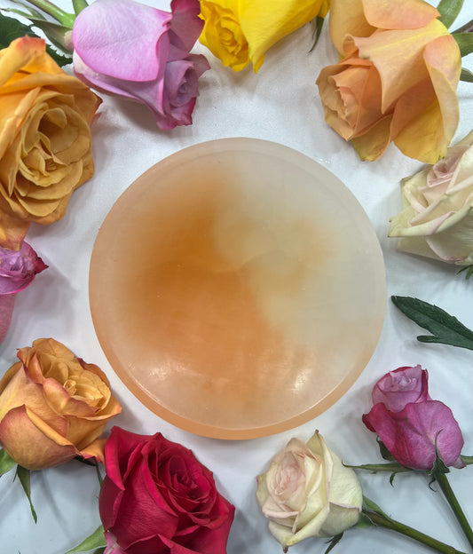 Peach Selenite Bowl Large