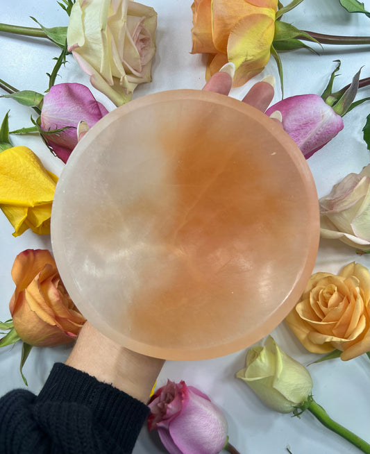 Peach Selenite Bowl Large