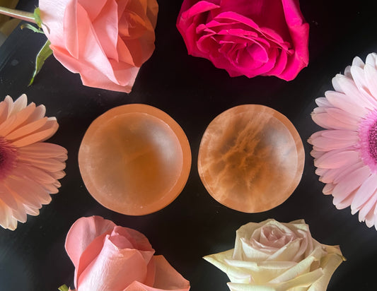 Peach Selenite Bowl Small