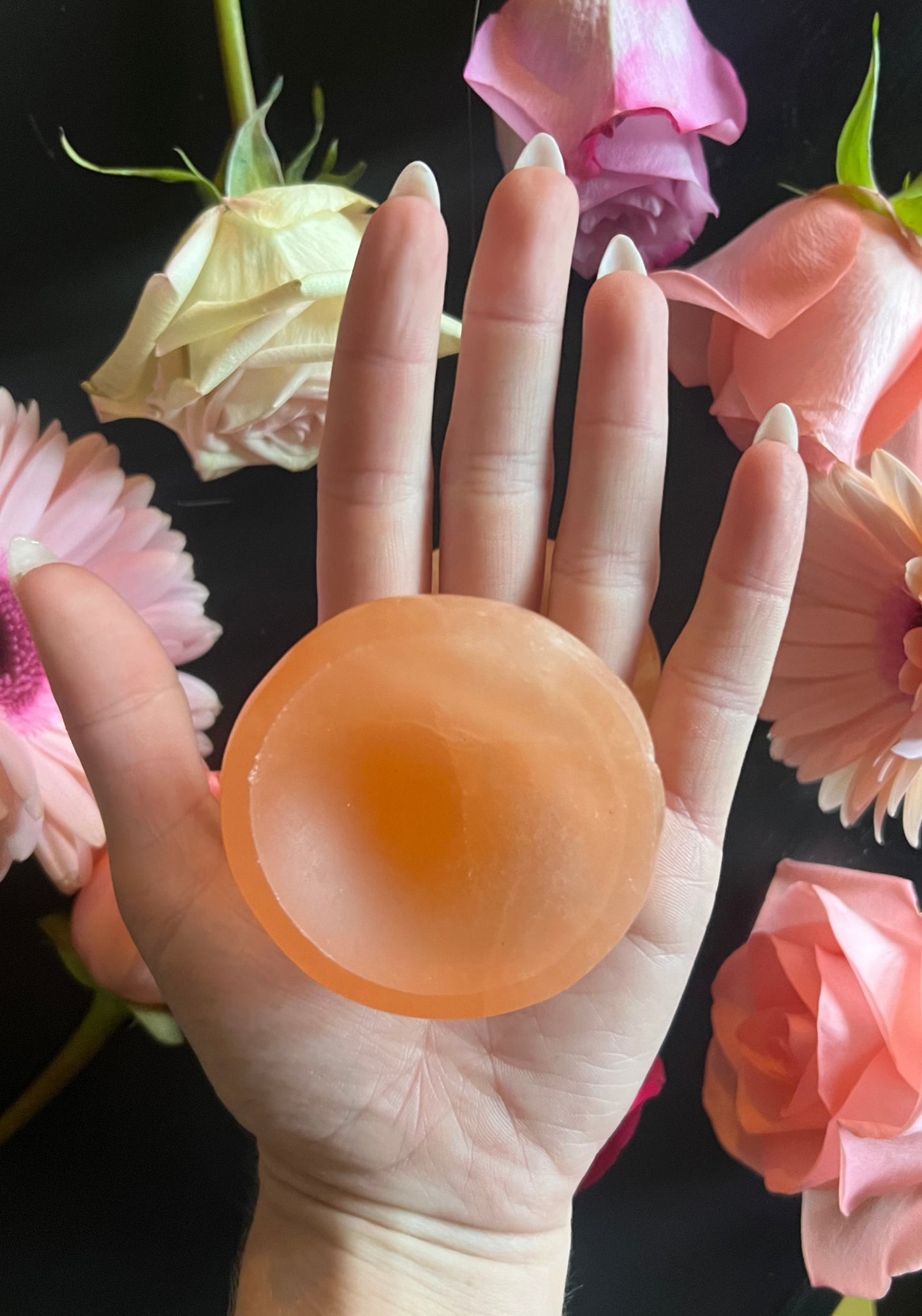 Peach Selenite Bowl Small