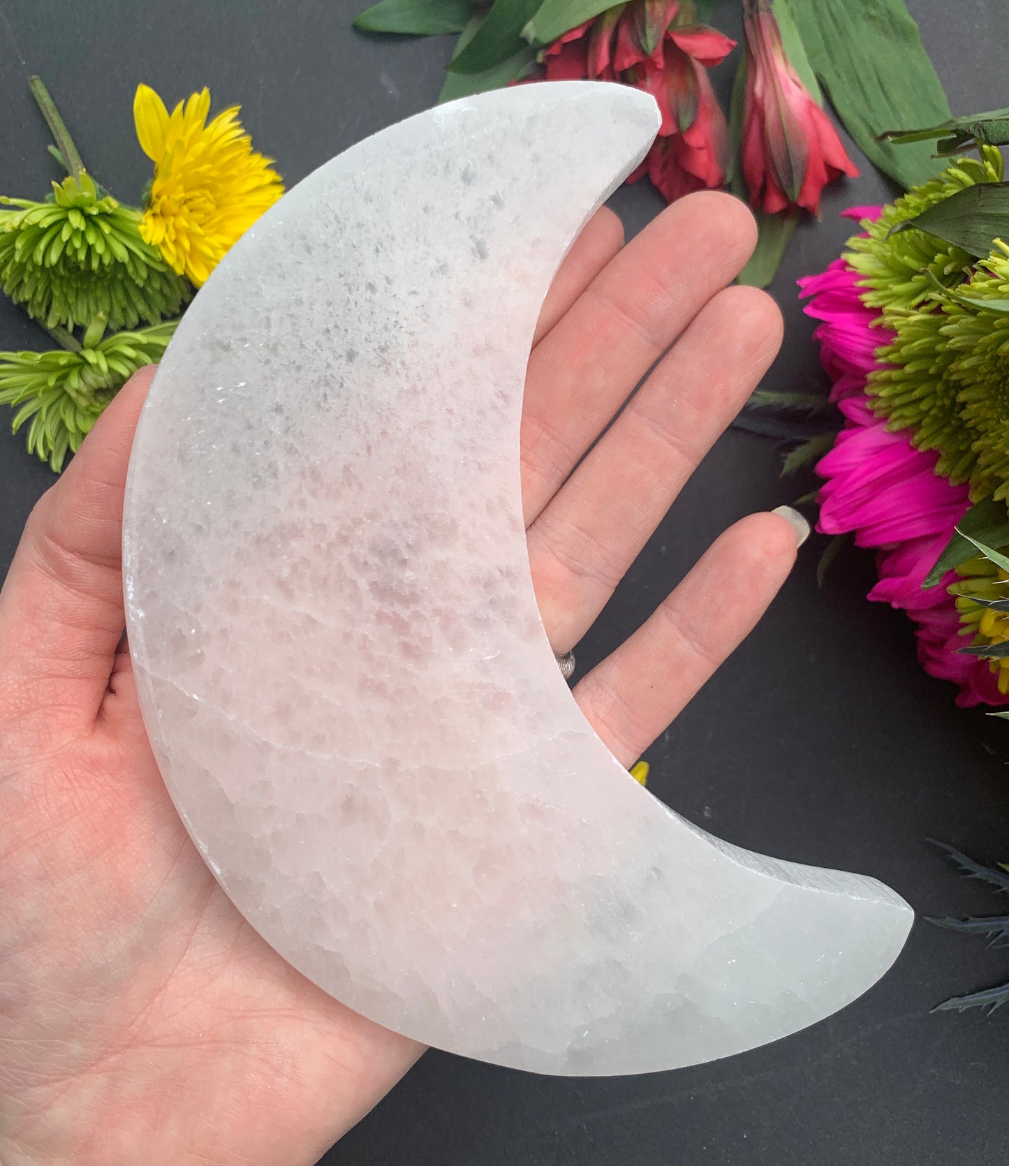 Selenite Moon Charging Plate Large