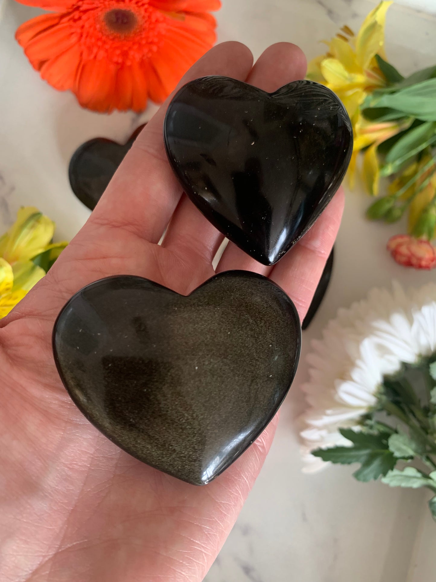 Gold Sheen Obsidian Heart