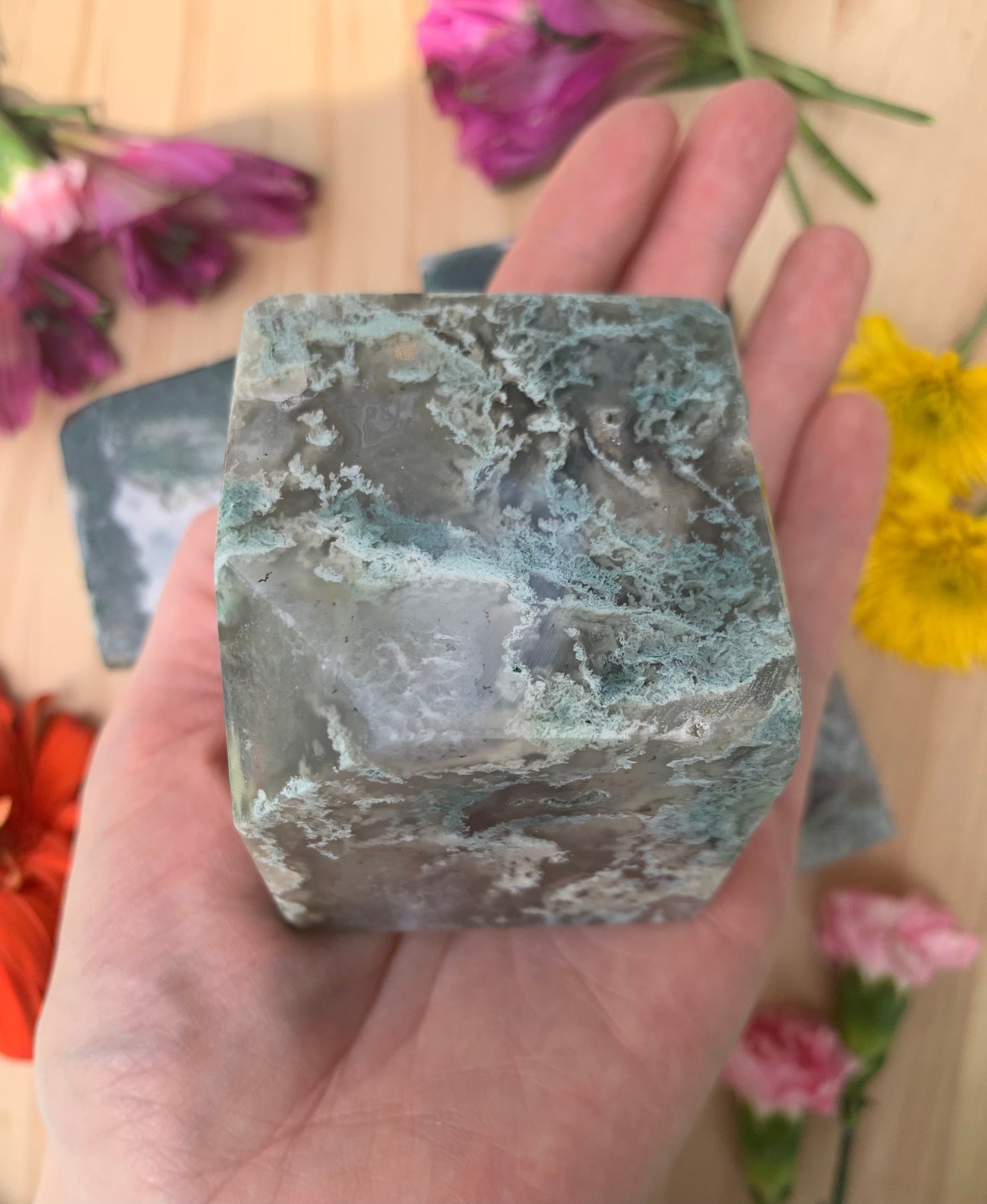 Moss Agate Cube