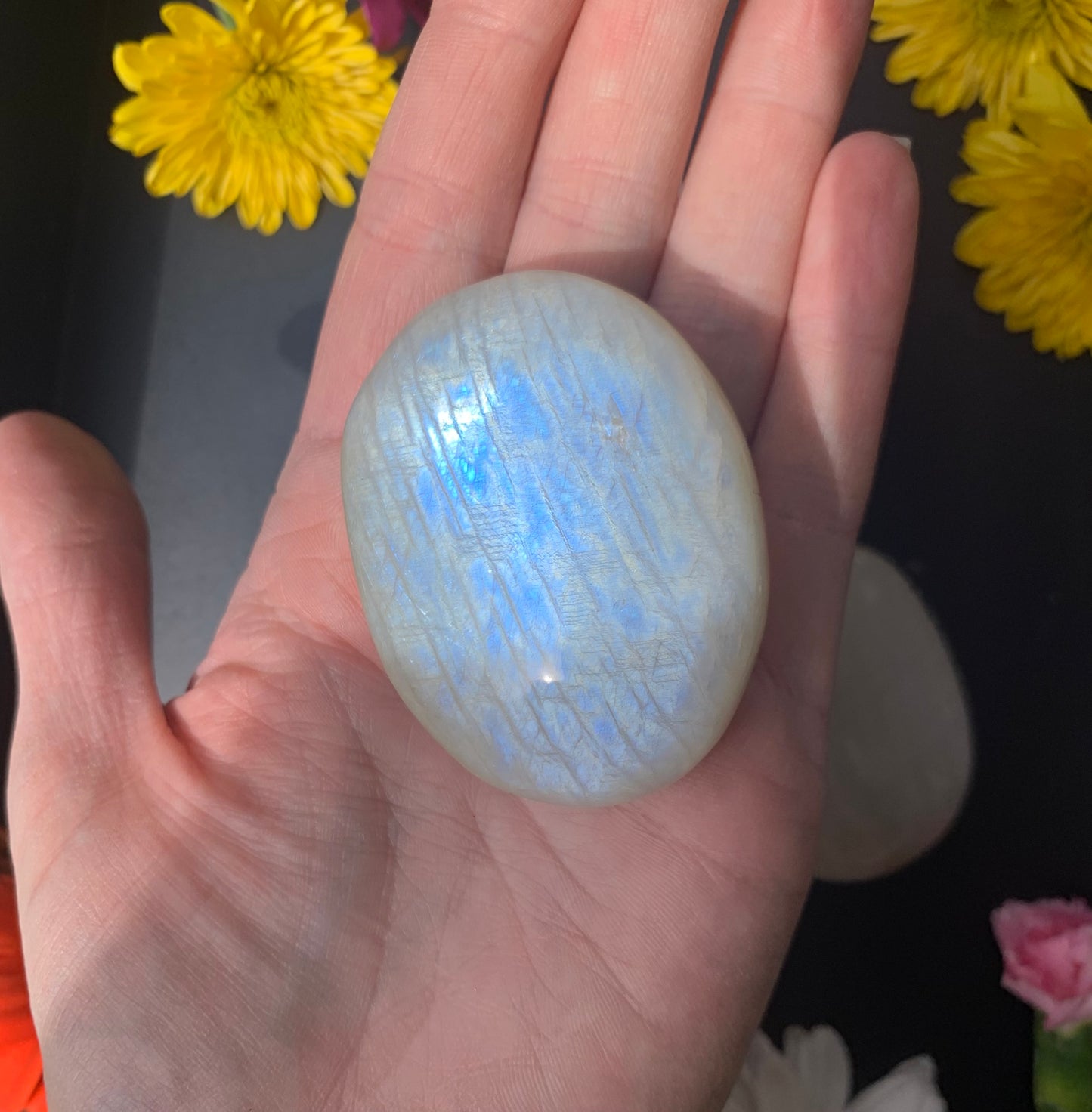 Moonstone (White Labradorite) Palm Stone